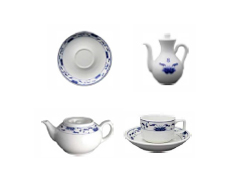 Porcelain tableware Pure White, Blue Lotus Cameo